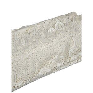 Vintage 90s Ivory Lace Tablecloth Intricate Floral Pattern 82" X 60"